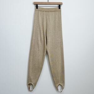 Suzelle Vintage '80s Retro Gold Metallic Stirrup Leggings Sweater Knit Pants NWT
